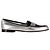 Mocassini Chanel CC in pelle nera e argento metallico