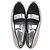 Mocassini Chanel CC in pelle nera e argento metallico - vista 3