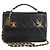CHANEL Borsa a Spalla Matelassé in Pelle di Agnello 2 in 1 Nero Oro CC Auth 129737SV D'oro