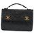 CHANEL Borsa a Spalla Matelassé in Pelle di Agnello 2 in 1 Nero Oro CC Auth 129737SV D'oro - vista 13