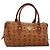 Borsa Boston MCM Logogram Vicetos in pelle PVC marrone e oro Auth BA4039 D'oro