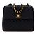 Chanel Schwarze Mini Quadrat Diagonal Gequiltete Satin Einzelflap