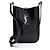 Mini borsa a tracolla verticale Monogram Le 5 À 7 in pelle verniciata Saint Laurent Nero