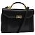 BALLY Bolso de mano de cuero 2 vías Negro Oro Auth sw1155 Dorado
