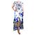 Camilla Blaues Blumen-Seidenkleid mit Diamanten - Größe M