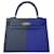 Hermès Kelly 25 Hermes Grigio antracite Blu navy Gold hardware Pelle