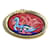 Hermès Emaille Brosche mit Vogelmotiv Rot Golden Vergoldet