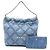 Chanel 22 Denim-Leder Tote Tasche Blau