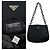Borsa semi a spalla in tela con logo triangolare Prada e catena in plastica Nero - vista 3