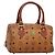 Sac Boston MCM Logogram Vicetos en cuir PVC marron et or Auth am8857 Doré