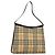 Borsa a spalla Burberry Nova Check PVC Beige Argento Auth ep10120