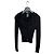 Jean Paul Gaultier Schwarzer Rippstrick Cardigan mit Spitzenbesatz