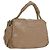 Bolsa de Ombro CHANEL em Couro Vinilado Bege Dourado CC Auth 133615