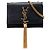 Borsa a tracolla in pelle nera Monogram Kate con frange di Saint Laurent Nero