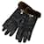 Hermes Hermès Kelly Gloves for Women Brown Black Leather Silk Fur  ref.2429381