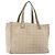 CHANEL Nuova Borsa Tote da Viaggio Nylon Beige Oro CC Auth ti3357 D'oro