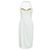Marchesa Vestido de crepé blanco con adornos de cristal dorado