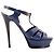 SAINT LAURENT - Sandali con piattaforma Tribute Saint Laurent in pelle blu navy (T38.5) - vista 2