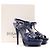 SAINT LAURENT - Sandali con piattaforma Tribute Saint Laurent in pelle blu navy (T38.5) - vista 7