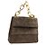 Borsa a mano con catena Salvatore Ferragamo in suede grigio oro Auth BA4690 Marrone D'oro
