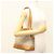 Céline Borsa a Spalla in Tela Macadam CELINE PVC Beige Oro Auth BA4513 D'oro - vista 24