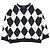 Céline Celine Surf-Stil Argyle Strickpullover aus Baumwolle, Nylon und Polyurethan mit Rundhalsausschnitt Schwarz Weiß