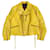 Chaqueta de piel de ternera con charm de logo triangular de Prada Amarillo