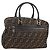 Bolso de mano de lona Zucca FENDI negro marrón oro Auth BA4615 Castaño Dorado