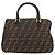 Bolso de mano de lona Zucca FENDI negro marrón oro Auth BA4615 Castaño Dorado - vista 3