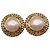 Chanel Vintage Round Chain Clip-On Metal with Faux Pearl Golden