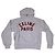 Sudadera oversized Céline gris con inscripción burdeos