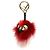 Fendi Real Fur Monster FF Pattern Key Ring Brown Red