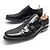 Monceau MOCASSINI LOUIS VUITTON BI-BUCLÉ 9.5 43.5 PELLE LUCIDA NERA Nero
