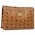 Borsa Clutch MCM Logogram Vicetos in Pelle PVC Marrone Oro Auth bs28761 D'oro
