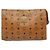 Borsa Clutch MCM Logogram Vicetos in Pelle PVC Marrone Oro Auth bs28761 D'oro - vista 13