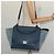 Céline Borsa a mano Trapeze CELINE in pelle e camoscio 2 in 1 blu argento Auth BA5022 - vista 26