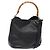 Bolso de mano de cuero GUCCI Bamboo 2way Negro Oro 001 1781 1638 Auth bs28653 Dorado