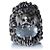 Gucci, Unisex Löwenkopf-Ring mit transparentem Stein Silber Weiß