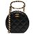 Clutch rotonda con catena e logo ovale in pelle di agnello trapuntata nera Chanel Nero