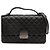 Chanel Nero Medio Trapuntato in Pelle di Capra CC Università Flap
