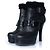 Fendi, botines de cuero negro con shearling
