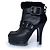 Fendi, botines de cuero negro con shearling - vista 2