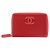 Billetera compacta de piel de cordero matelassé Chanel Roja