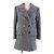Chanel Hexagon COCO Button Zigzag Pattern Wool Coat Black White
