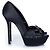 Sergio Rossi, décolleté in satin nero con strass - vista 4