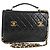 CHANEL Matelassé Doppio Chiusura Coco Borsa Catena Pelle di Agnello CC Auth 138976SA Nero D'oro