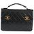 CHANEL Matelassé Doppio Chiusura Coco Borsa Catena Pelle di Agnello CC Auth 138976SA Nero D'oro - vista 13