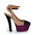 Yves Saint Laurent, décolleté platform in suede tricolore Marrone Nero Porpora  - vista 5