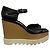 Stella Mc Cartney Sandali con zeppa Elyse in pelle nera di Stella McCartney Nero