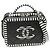 Chanel CC Filigran-Kaviarhaut 2-Wege Schultertasche Schwarz Weiß